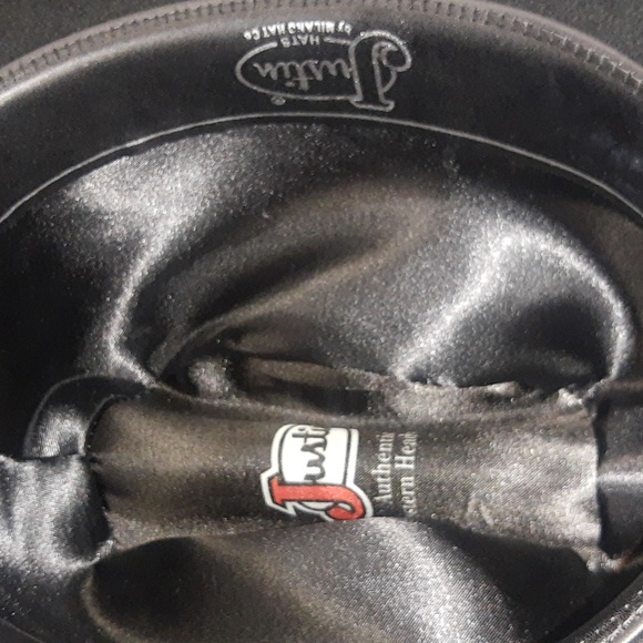 Cowboy Hat "Justin Hats" Cattleman Felt Black Hat XX 100% Wool Size 61(7 5/8) - Picture 7 of 10